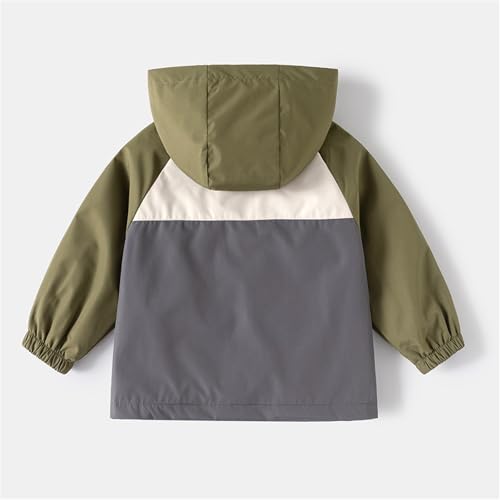 Kids Boys Windproof Hooded Jacket Zip Up Long Sleeve